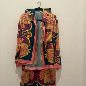 Colorful Patterned Shirt and Pants Set